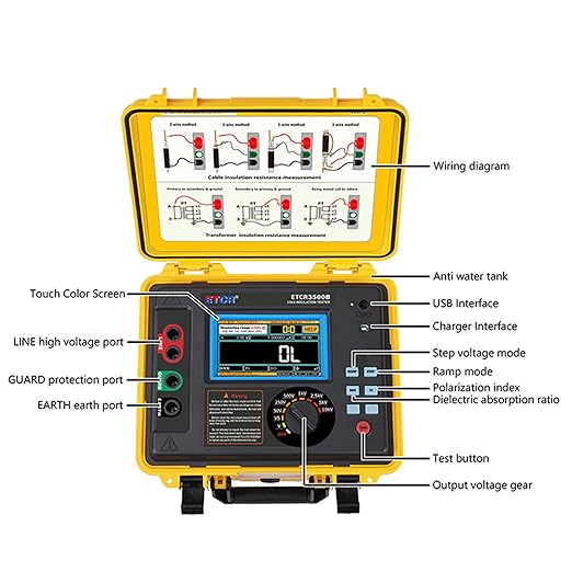 ETCR3500B Digital High Voltage Insulation Resistance Meter Tester High Voltage Megohm Meter with Max Range 10kV 10TΩ 5mA