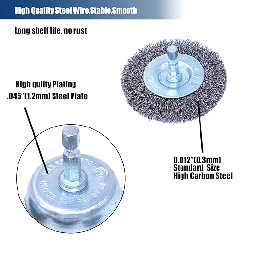 HOYIN 18PC Wire Wheel Cup Brush Set | Coarse Crimped Carbon Steel | 1/4" Hex Shank | 3PACK of 6 Pieces | Ideal for Drills