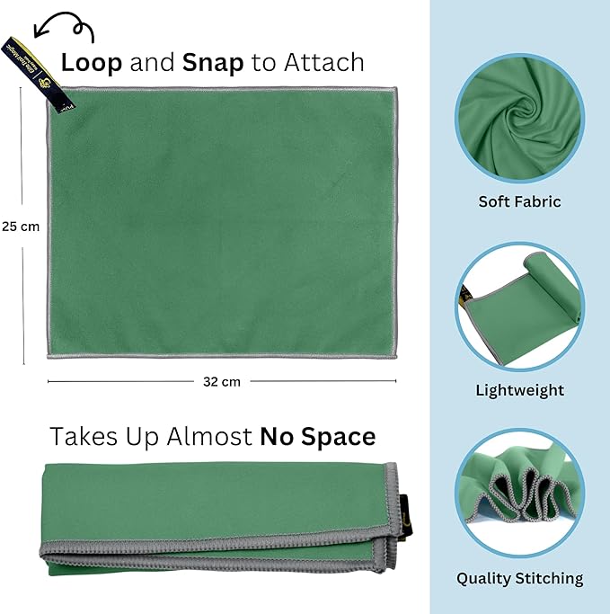 Backpacking Ultralight Quick Dry Microfiber Soft Fast Drying Hand and Face Towel Wash Cloth Camping Yoga Hiking Active Lifestyle Small (Green, Small)
