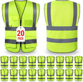 Safety Vests,Hi Vis Vest Reflective Vest with 5 Pockets and Zipper for Men Women, Neon Working Vest for Outdoor One Size