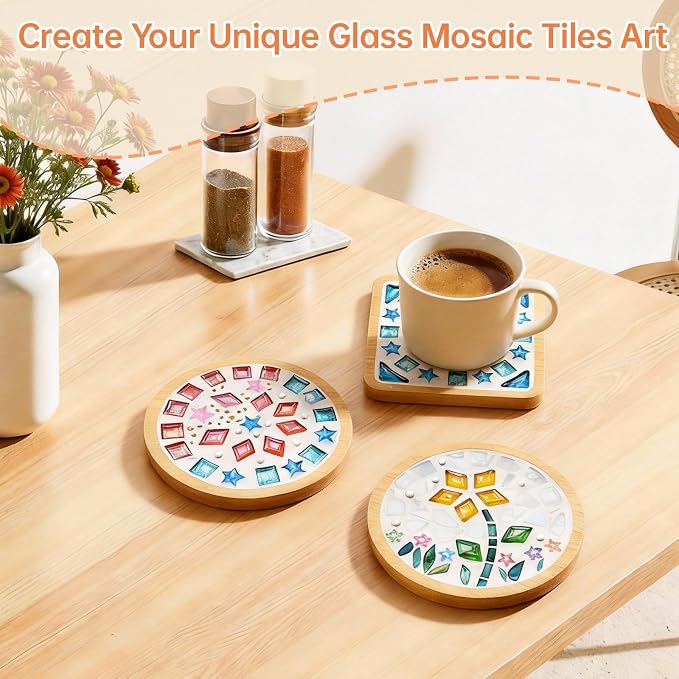 Glass Mosaic Tiles for Crafts Bulk, 400g Mixed Colors Small Glass Tiles - Image 4