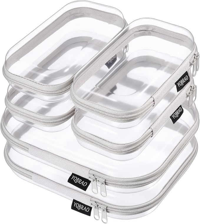 6 Pack Gray Clear Hard Shell Beauty Organizer, 1.2mm Heavy Duty Crush-Proof by Unknown