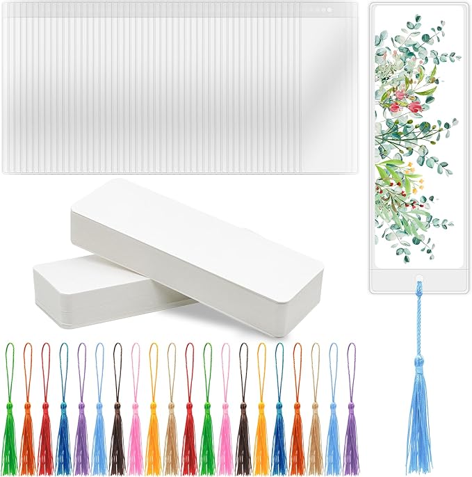 DSYIL 100 PCS Blank Bookmarks, DIY Paper Book Marks Kit by DSYIL