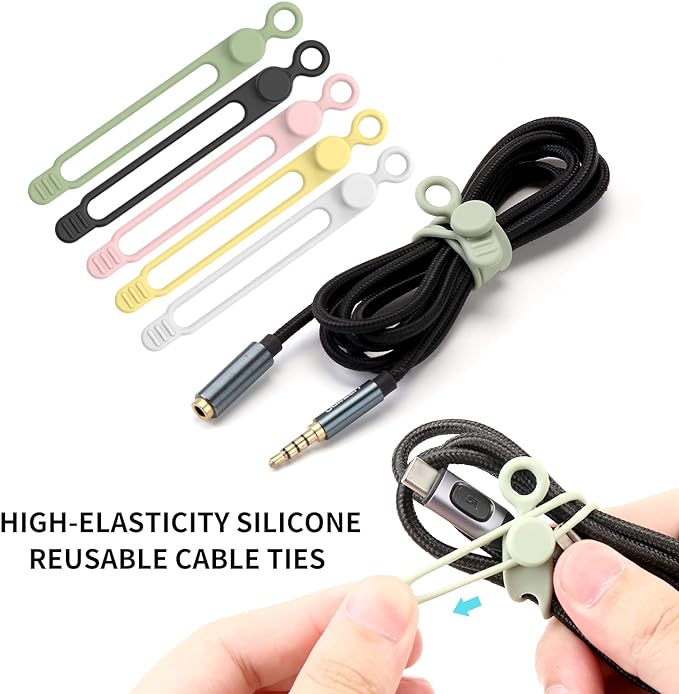 UMUST 35pcs Silicone Cable Ties, Reusable Cable Management Organizer, Wire - Image 2