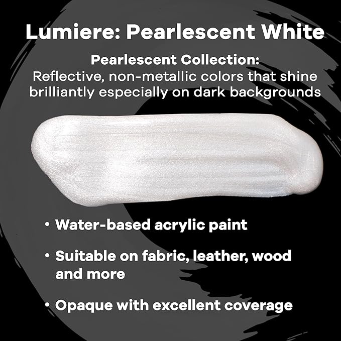 Jacquard Lumiere 2.25oz Fabric Paint Pearlescent White - Image 2