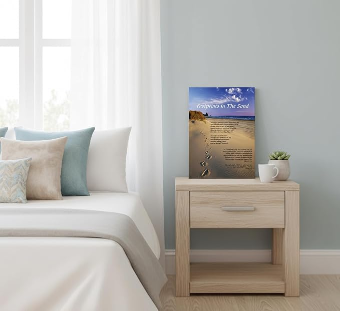 Footprints in the Sand Inspirational Wall Art-Canvas Wrapping-12x16in, - Image 7