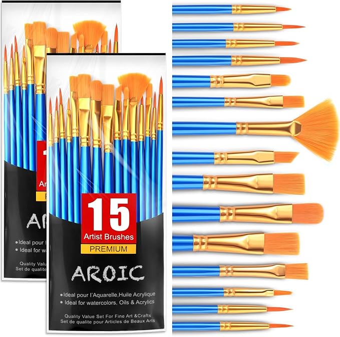AROIC Acrylic Paint Brush Set, Small Paint Brush Kits by AROIC