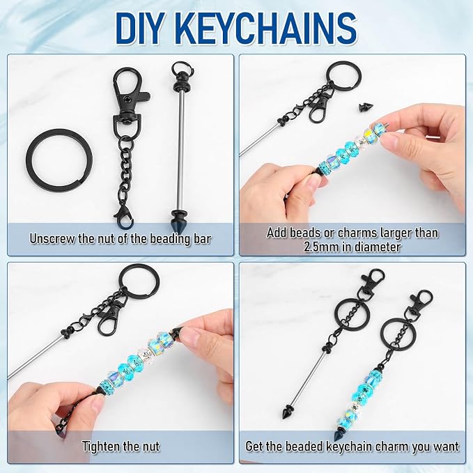 ROADPLUM 12 Pcs Beadable Keychain Bar, Alloy Blank Accessories Bulk - Image 7