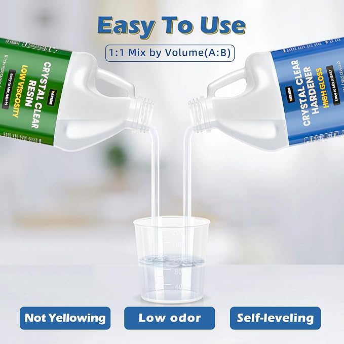 TAKIMO 1 Gallon Crystal Clear Epoxy Resin Kit, Bubble Free Self-Leveling Resin - Image 3