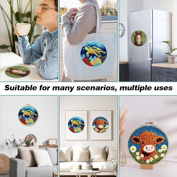 RUIQLXHANG Punch Needle Kits for Beginners, Cute Cartoon Easter Rabbit and Eggs - Image 5