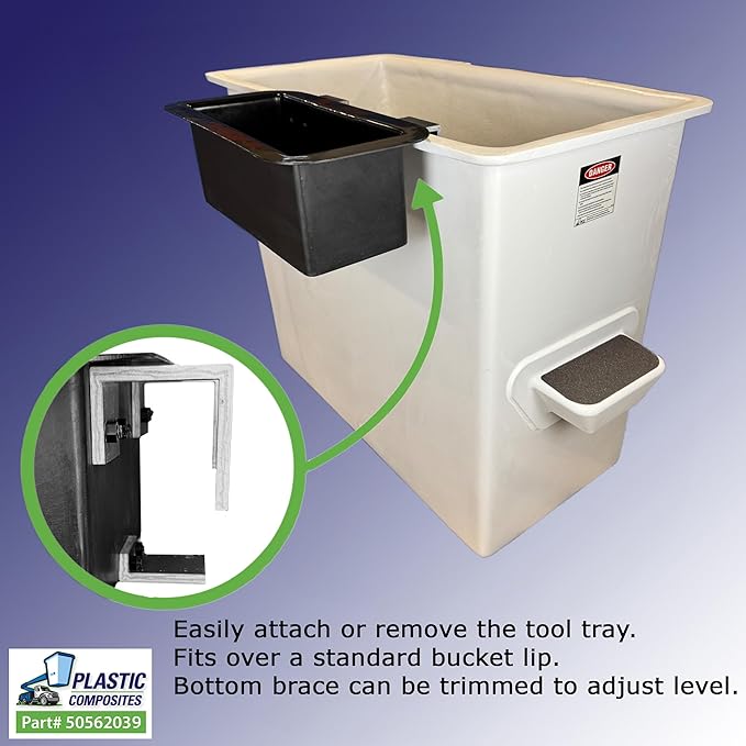 Plastic Tool Tray - Bucket Mounted - Large - Outside Mount - Heavy Duty (2025 Version)