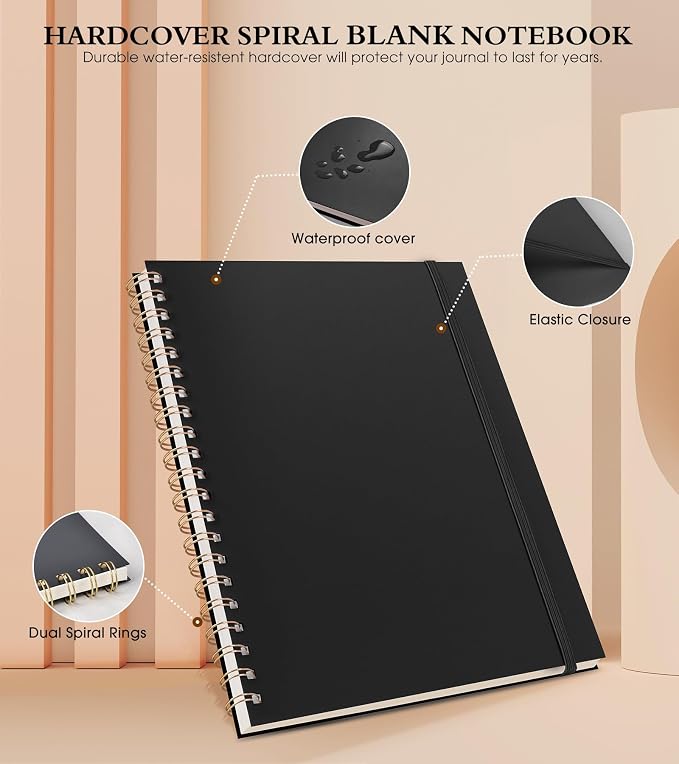 Blank Spiral Notebook Journal 8.5” x 11”, A4 Large Sketch Book - Image 3