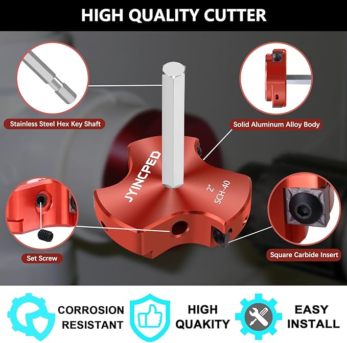 3 Blade PVC Pipe Reamer Kit 1-1/2 inch & 2 Inch,2Pcs Plastic Pipe PVC Reamer Kit Plumbing Tool Socket Saver Fitting Saver for Sch.40 CPVC ABS Socket Hub,with 3/8-Inch Hex Shaft,Fit Standard 1/2" Drill