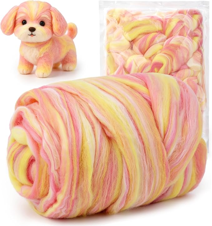 Wool Roving 7.02oz Colored Natural Needle Felting Wool Bulk by yizzvb