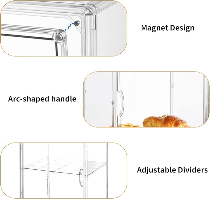 Attelite Pastry Display Case, 4 Layers Adjustable Clear Bread Box - Image 6