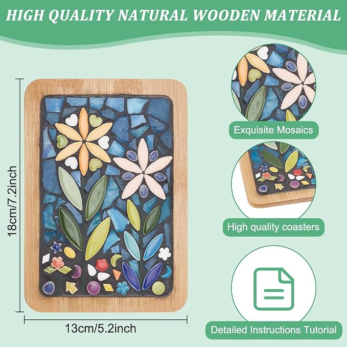 WEBEEDY DIY Mosaic Craft Kit Mixed Color Tree Leaves Ceramic Mosaic Tiles - Image 3