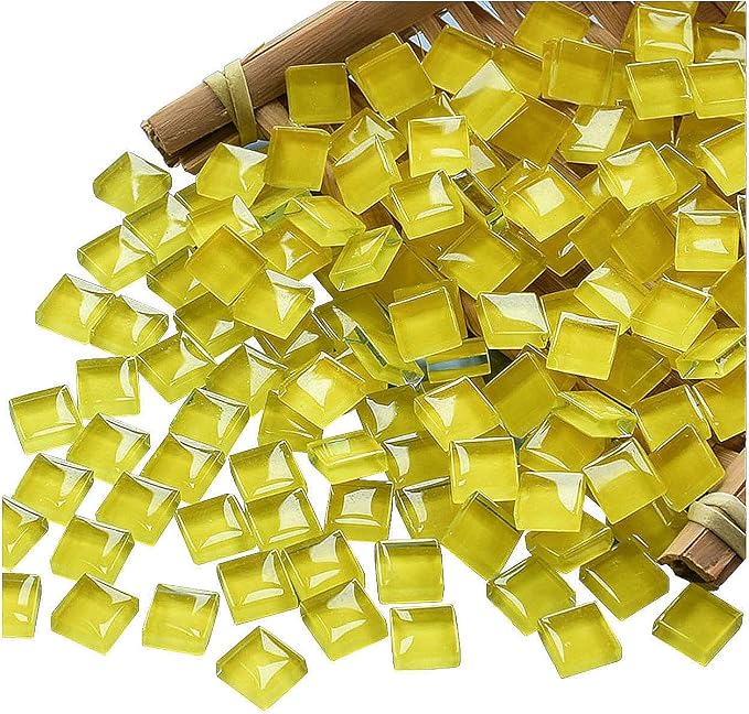 Mosaic Tiles Squares Dark Yellow Crystal Mosaic Glass Tile by Ricytnig