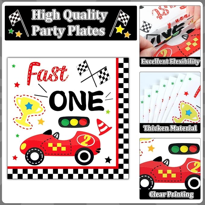Fast One Birthday Decorations for Boys Racing Car 1st Birthday Party Supplies - Image 4
