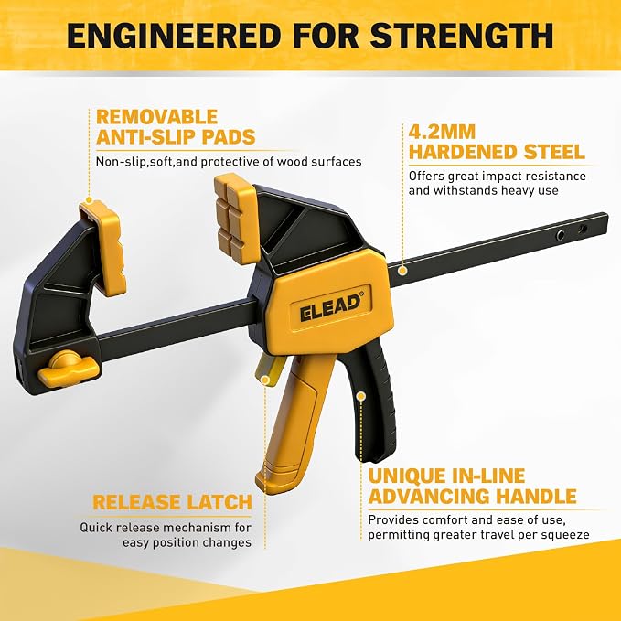 6" Mini Bar Clamps for Woodworking, 2-Piece One-Handed F Clamp/Spreader - Image 5