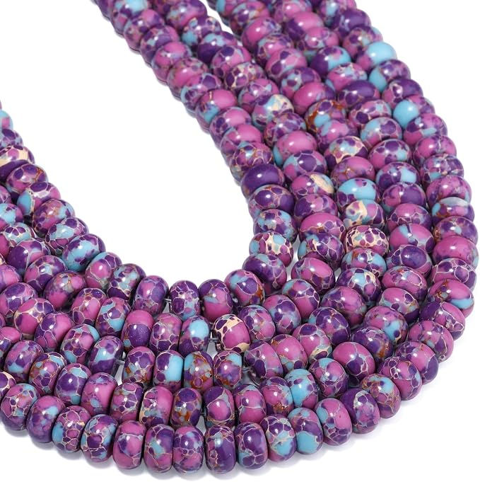 Songxi 5x8mm Natural Purple Blue Emperor Stone Rondelle Beads, Gemstone - Image 7