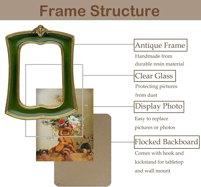 Vintage Picture Frame 2.5x3.5 Antique Ornate Photo Frame Tabletop and Wall - Image 5