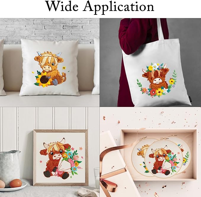 Nuberlic Highland Cow Embroidery Kit 3 Pack Embroidery Kits - Image 3