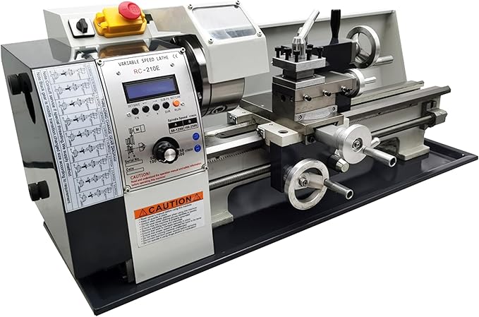 Metal Bench Lathe Machine 8 * 16 Inch Switch Imperial and Metric Scale Automatically for Milling Drilling Metal Working with Adjustable Speed 3-Jaw Chuck Emergency Stop Switch 1100W