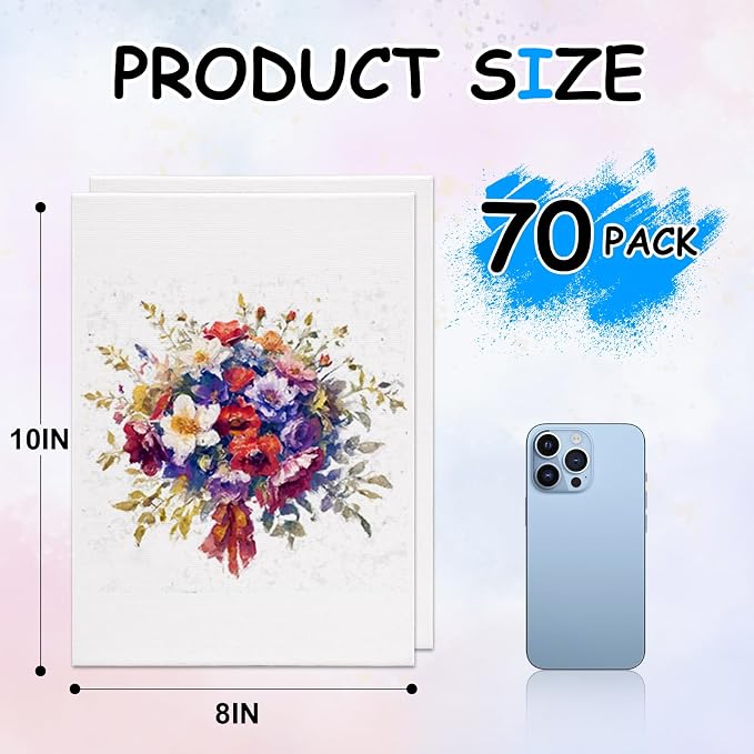 ESRICH 8x10 Canvases for Painting, 70 Pack Canvas Boards for Painting Primed - Image 2
