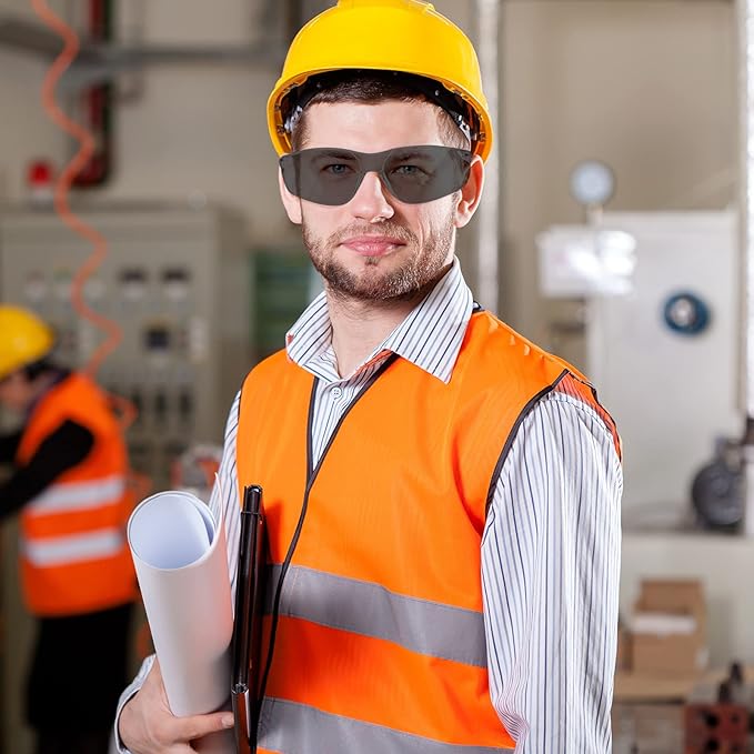 WFEANG Safety Glasses - Eye Protection Glasses with ANSI Z87.1, Scratch & Impact Resistant, Clear Protective Eyewear for Work, Lab, Construction (25pack Clear + 25pack Grey)