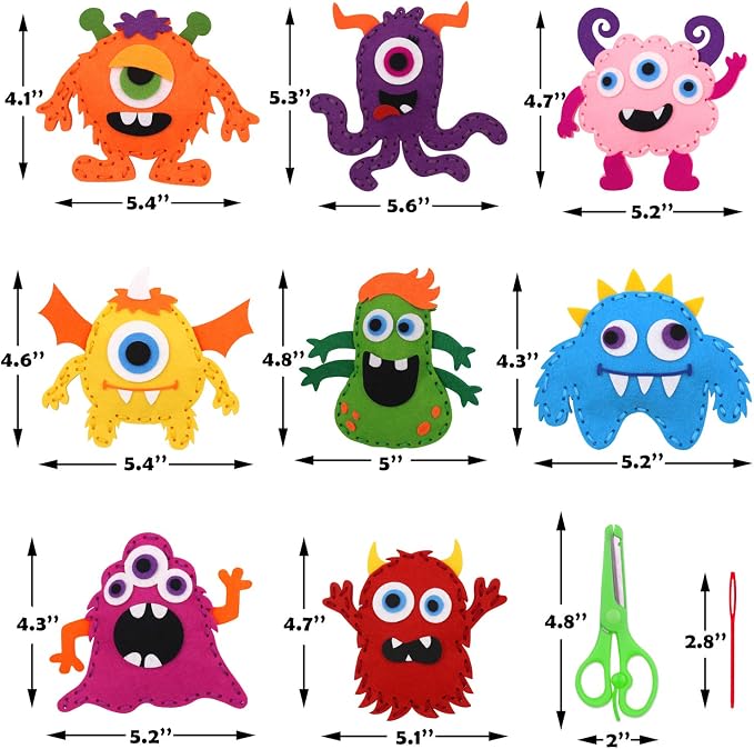 CiyvoLyeen Kids Sewing Kit Crafts – Little Monsters Felt Plush DIY Craft Adopt - Image 4