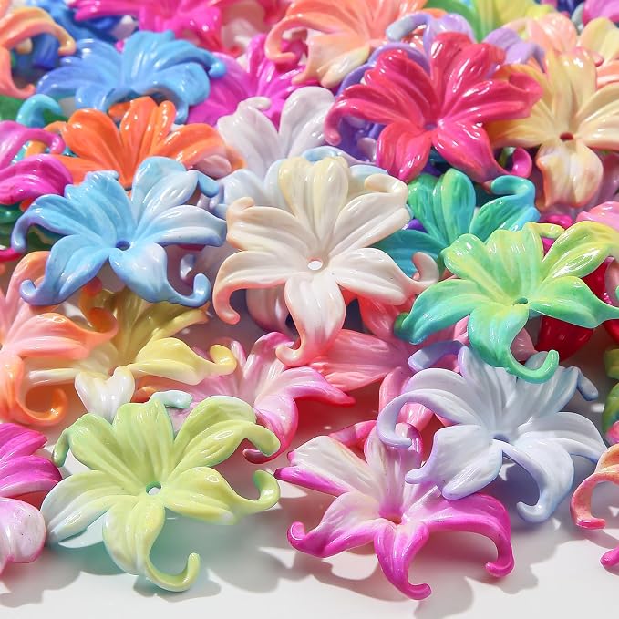 40pcs Flower Shape Beads Color Iris Bead Color Lily Beads by CYEENUT