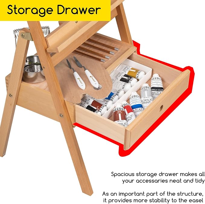 MEEDEN Painting Easel with Storage Drawer, Studio H-Frame Easel- Adjustable - Image 5
