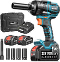 SEESII Impact Wrench 900 FT-LBS(1200N.m) 2900IPM 1/2 Impact Gun High Torque Electric Cordless Impact Wrench with 21V 2x4.0Ah Battery 5 Sockets and Case for Home Car Truck Tire Lug Nut Removal Tool Set