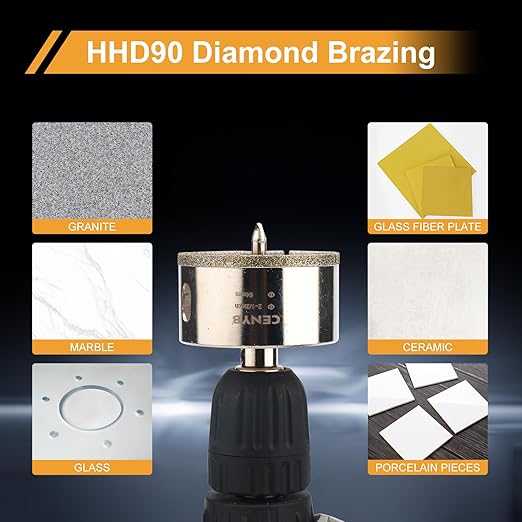 5-29/32inch | 150mm Diamond Hole Saw with Center Drill bit and Diamond-Coated Center Drill bit for Ceramic Glass Marble Fiberglass Granite and Porcelain Tiles by CENYB