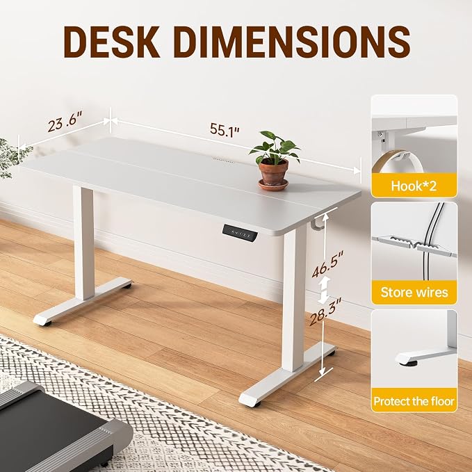 Veken 55 Inch Large Electric Standing Desk, Gaming Table, Suit students - Image 3
