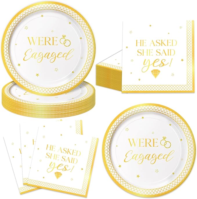 40Pcs Engagement Party Decorations Plates and Napkins by Unknown