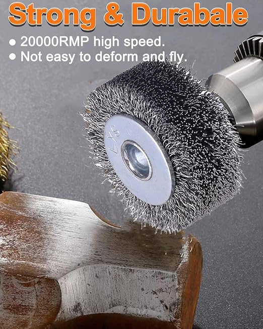 2 Inch Wire Wheel Brush Wire Wheel Brush for Drill Attachment,Rocaris 4 Pack Heavy Duty Wire Brushes Removal Paint Rust & Corrosion, 0.0118" Carbon Steel Wire, 1/4in Shank, 20000RPM
