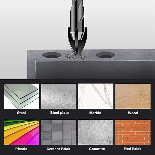 5 Pcs 3/8" Masonry Concrete Drill Bit Set for Tile Brick Glass Plastic Wood, Cross Tungsten Carbide Tip, Hex Shank, Work with Ceramic Porcelain Tile Wall Mirror Paver, 3/8 Inch Drill Bits, 10mm