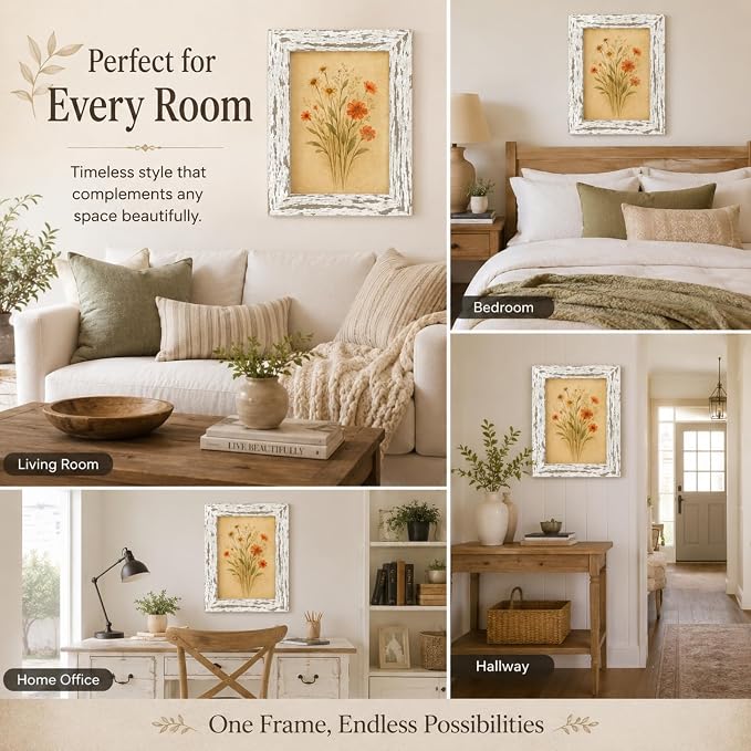 puthiac 4x6 Rustic Farmhouse Picture Frame, Distressed White, 1 Pack | - Image 6