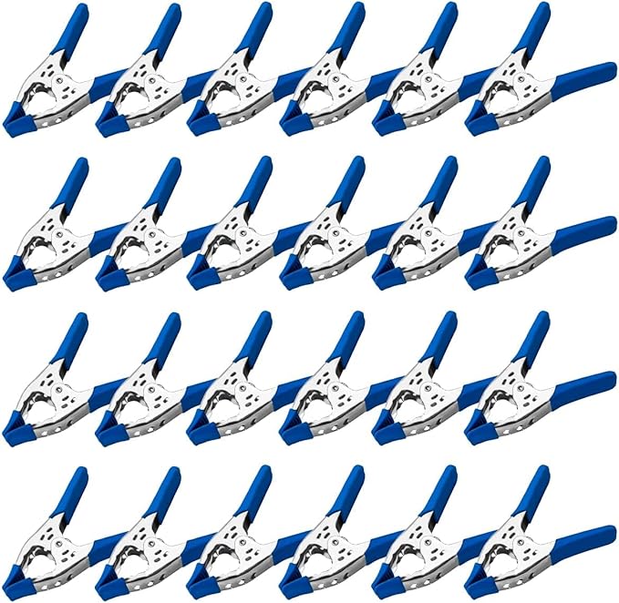 Lot of 24-6" inch Spring Clamp Large Super Heavy Duty Spring Metal Blue - 2.5 inch Jaw opening