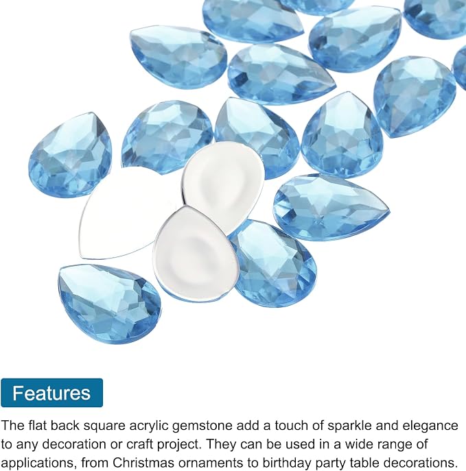 MECCANIXITY 50PCS Flat Back Acrylic Teardrop Gems 18x25mm Artificial Rhinestones - Image 4