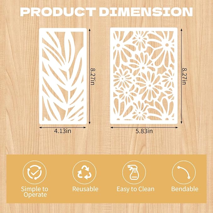 18 Pcs Mixed Stencils for Crafts Reusable Layering Templates Featuring Leaf - Image 2