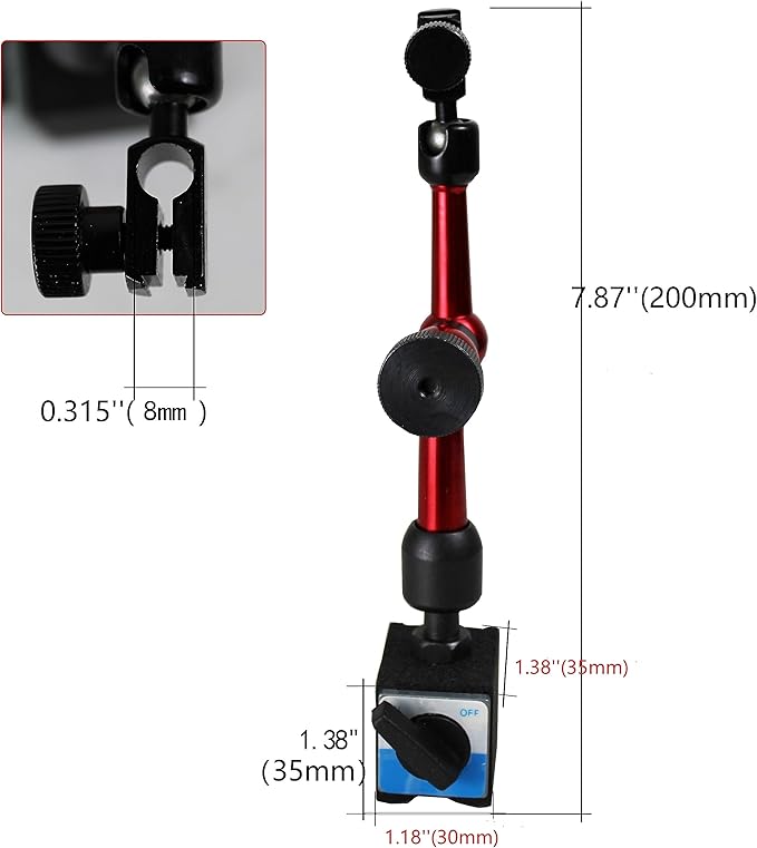 HFS (R) 8mm Clamping Hole Magnetic Base Adjustable Metal Test Indicator Holder Digital Level - Tool Stand