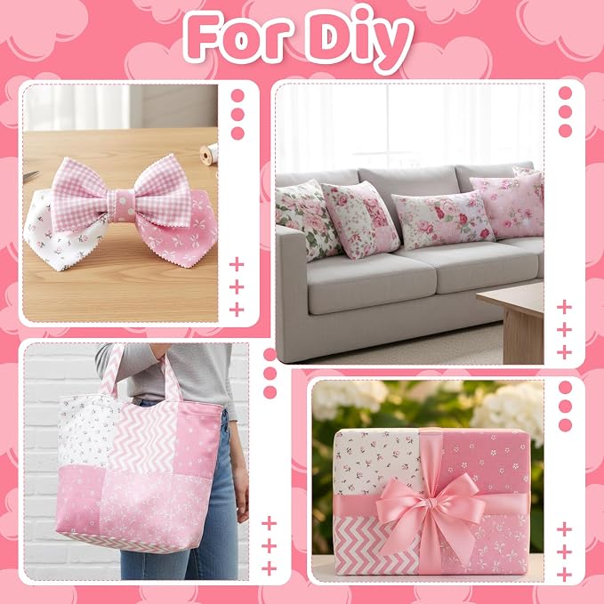168 Pcs Pink Charm Packs for Quilting 5″ Cotton Quilting Fabric Bundles | 5″ - Image 5