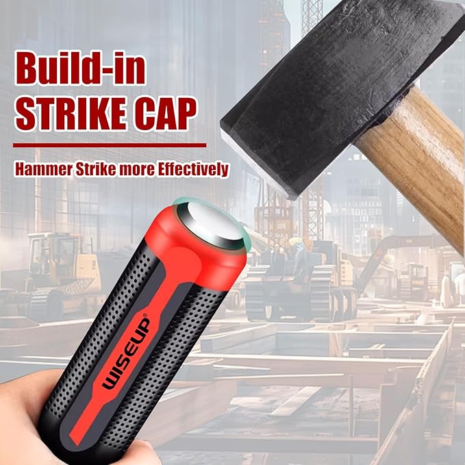 WISEUP 4-Piece Pry Bar Set，8",12",18",24" Heavy Duty Crowbar with Thicker Strike Caps for Prying，Demolition，Automotive Mechanic Hand Tools