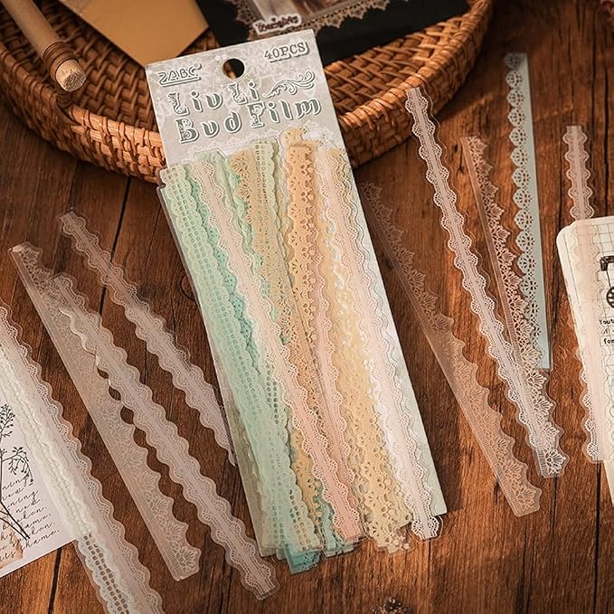 40 Pcs Transparent Lace Stickers - Image 2