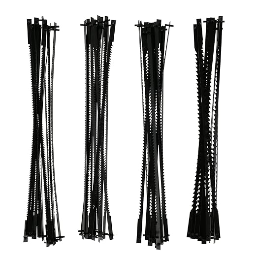 48pcs Scroll Saw Blade Set 5 Inch Pin End Scroll Saw Blades SK5 Carbon Steel Coping Saw Blade Jig Saw Blades Woodworking Tool for Wood Metal Plastic Cutting US(Black)