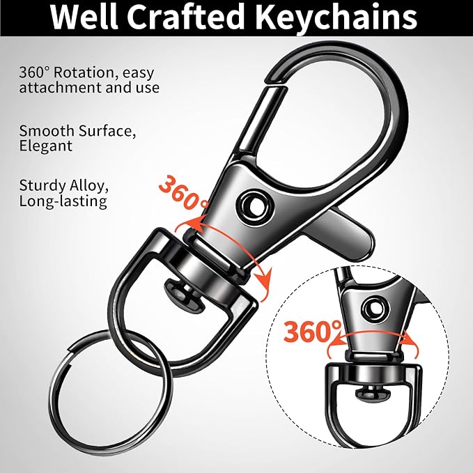 LEOBRO 60 PCS Lobster Claw Clasps and Key Rings, Keychain Clips and Key Chain - Image 4