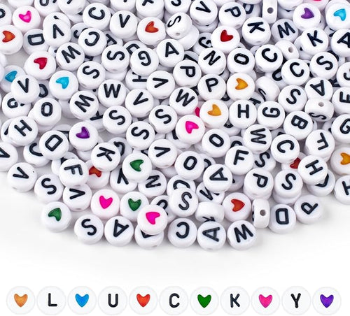 1000PCS Colourful Letter Beads for Threading, 4 x 7 MM, A-Z White Letter Beads by SUTOUG