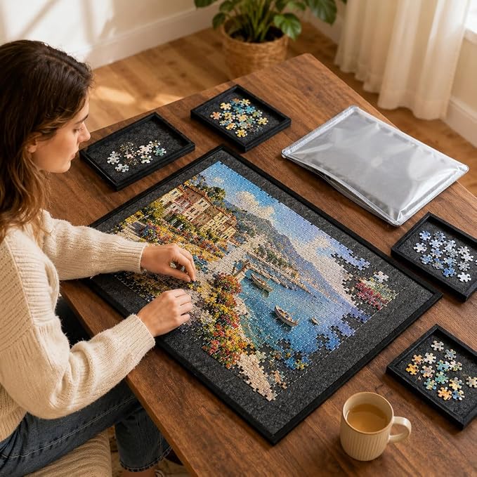 2000 Pieces Puzzle Board, 45.7x30.7 Felt Puzzle Storage Mat | Features a - Image 2